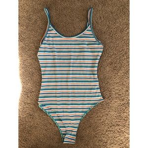 NEW WITH TAGS Ribbed Stripe Scoop Bodysuit Medium